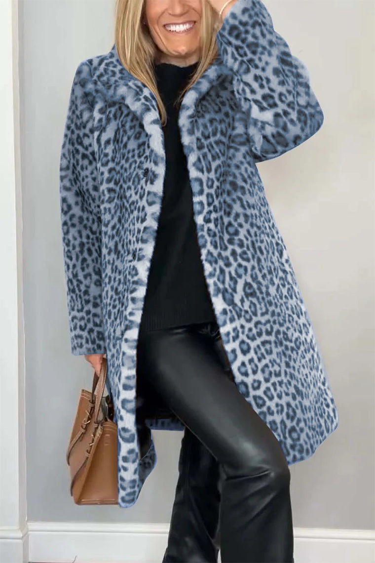 Karen | Damen Leopard Kunstpelz Mantel