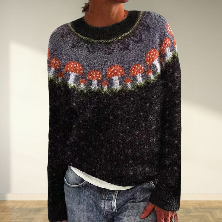 Button Mushroom Jumper – Lockere Passform Perfekt für Wochenendkomfort und lässigen Chic