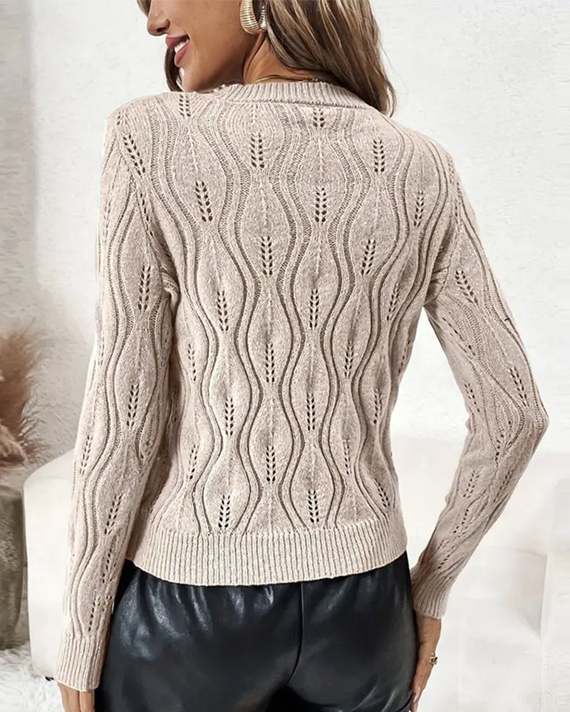 Pullover Rundhalsausschnitt Perlen Modisch