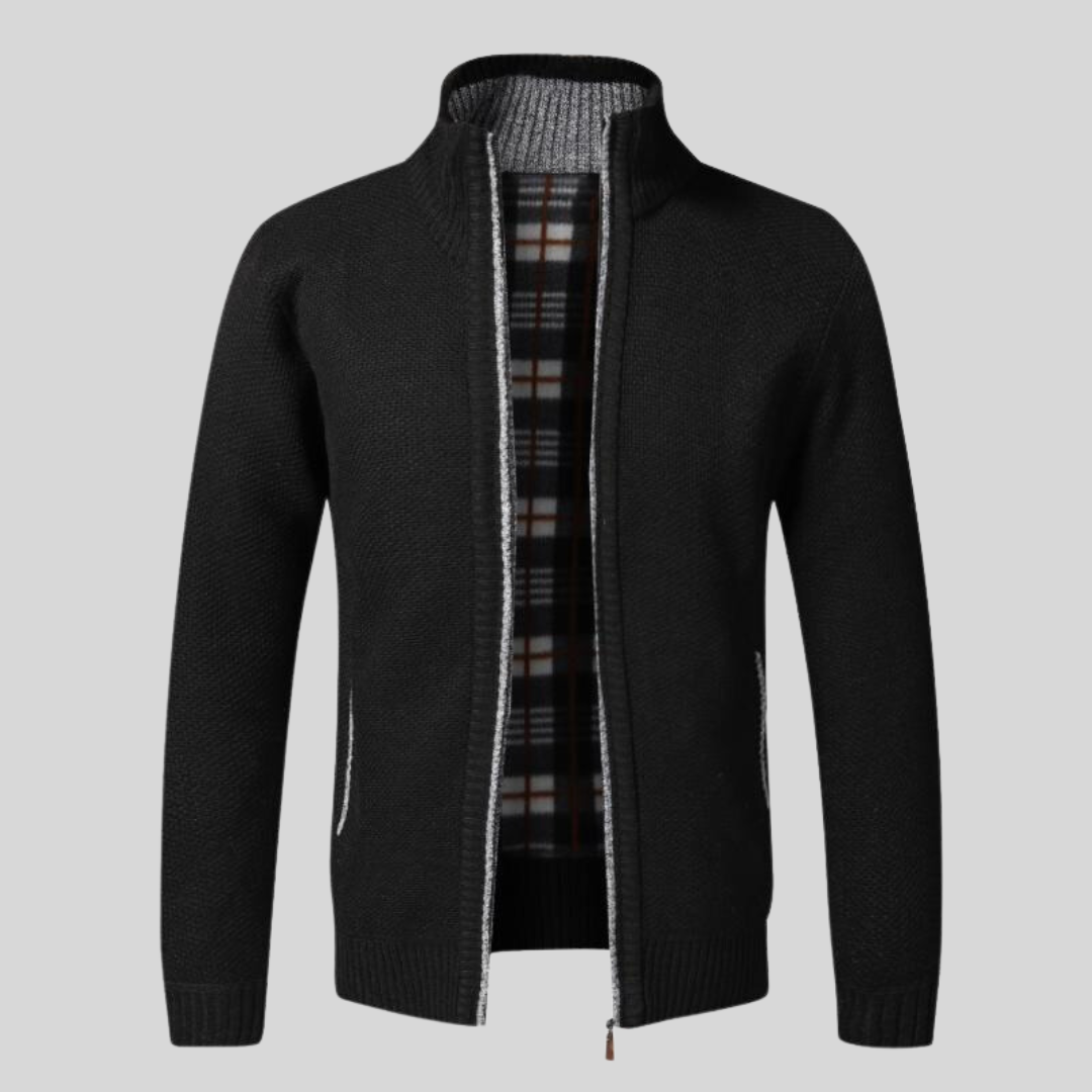 Torben | Gestrickte Weste mit kariertem Innenfutter