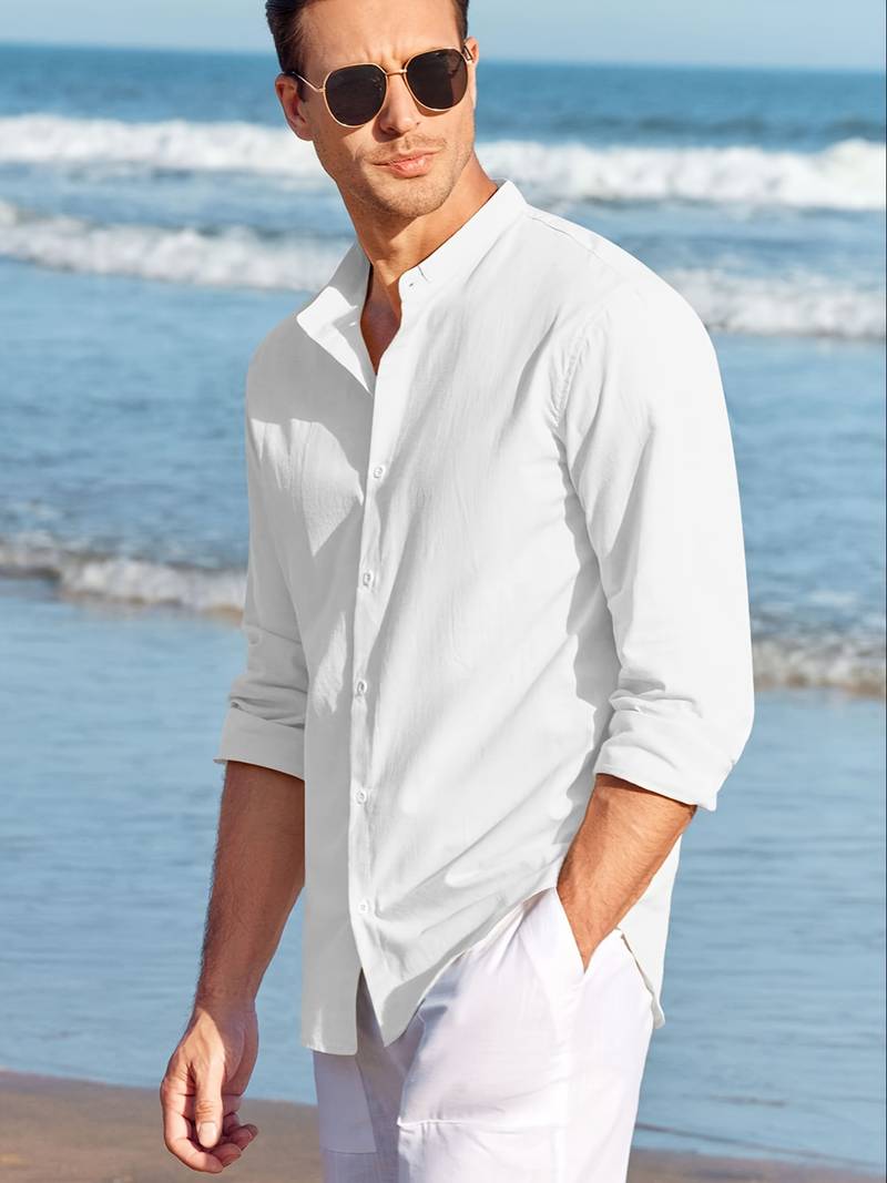 Edelweiß | Herren Leinenkragenhemd