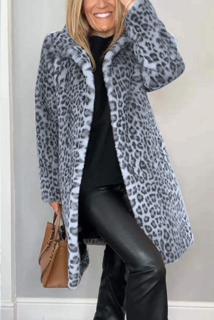 Karen | Damen Leopard Kunstpelz Mantel