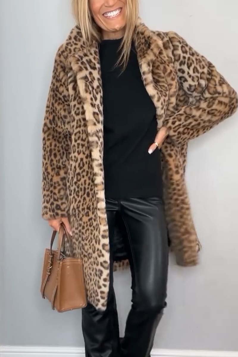 Karen | Damen Leopard Kunstpelz Mantel