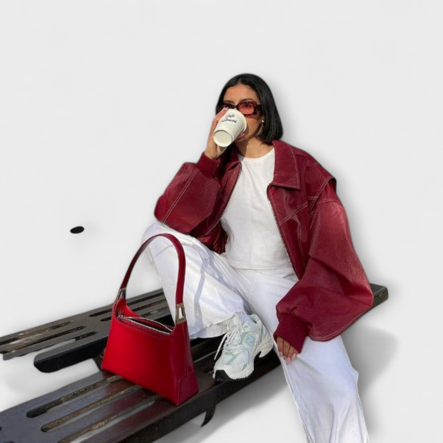 Faye - Oversized Lederjacke