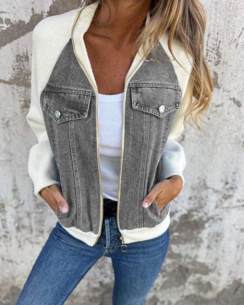 ANIDIA - Modische Jacke aus Denim Stoff