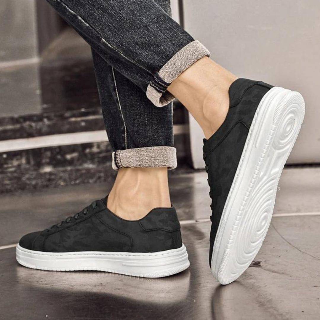 Herren Leder Freizeit Sneaker mit Textur-Camo-Design