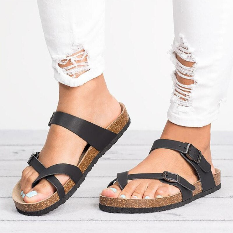 Damen Leder verstellbare Sandalen