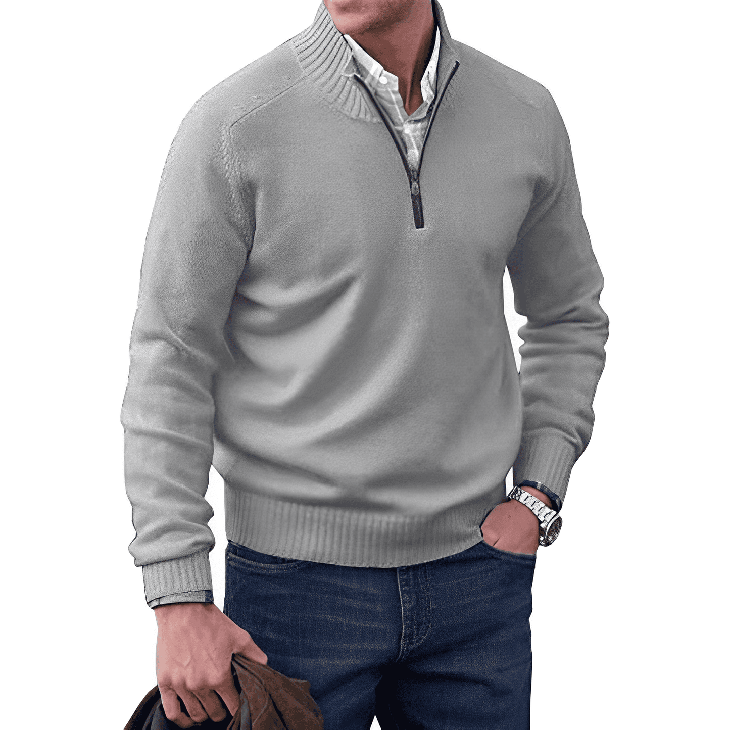 Kasper | Eleganter Cashmere-Pullover mit Reißverschluss