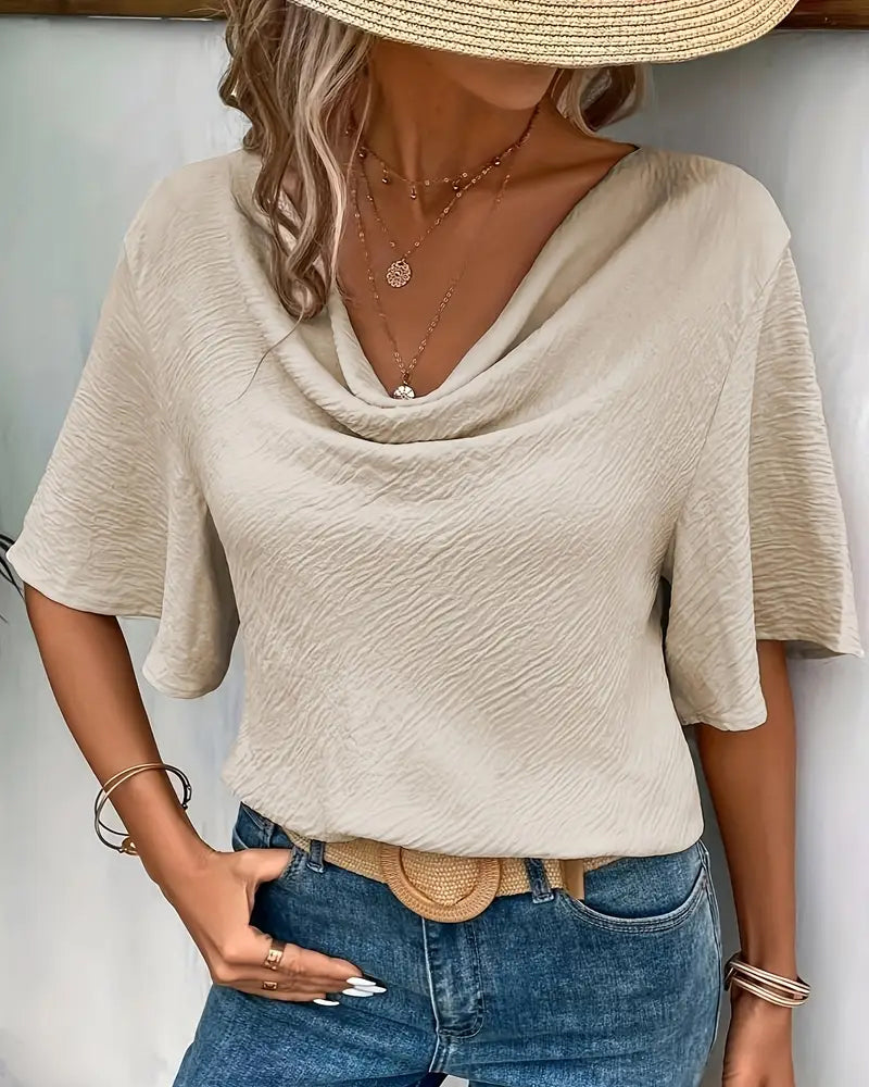 Bluse einfarbig lässig Glockenärmel