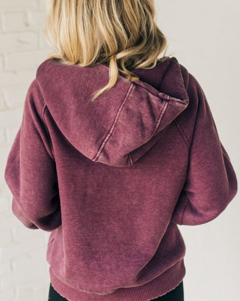 Nalas - Henley-Hoodie mit Acid-Wash und Reißverschluss aus Fleece