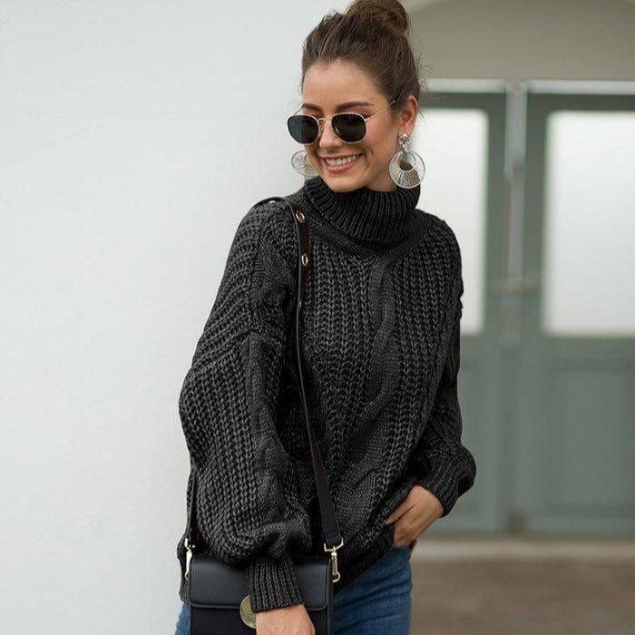 Damen Rollkragenpullover Mohair-Mischung Mit Acrylfutter Halsabdeckung