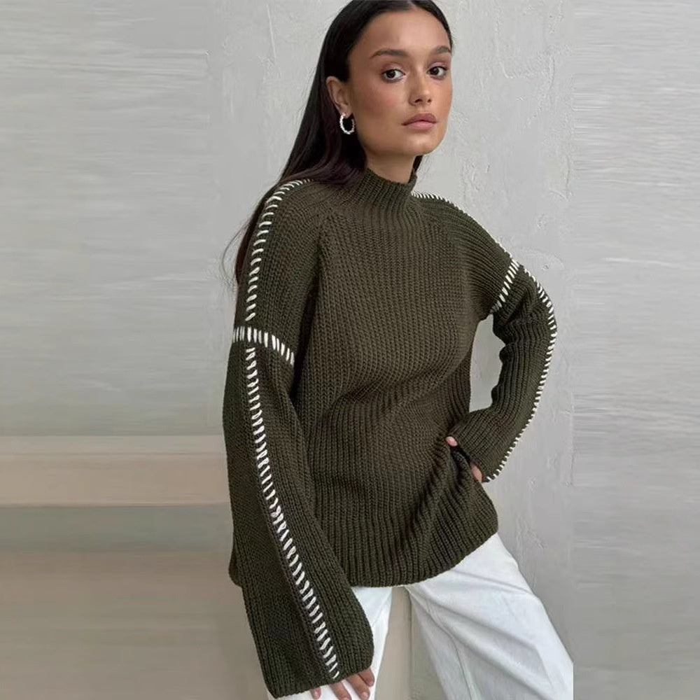 Damen Strickjacke für Herbst und Winter mit Reißverschluss-Details und langen Ärmeln