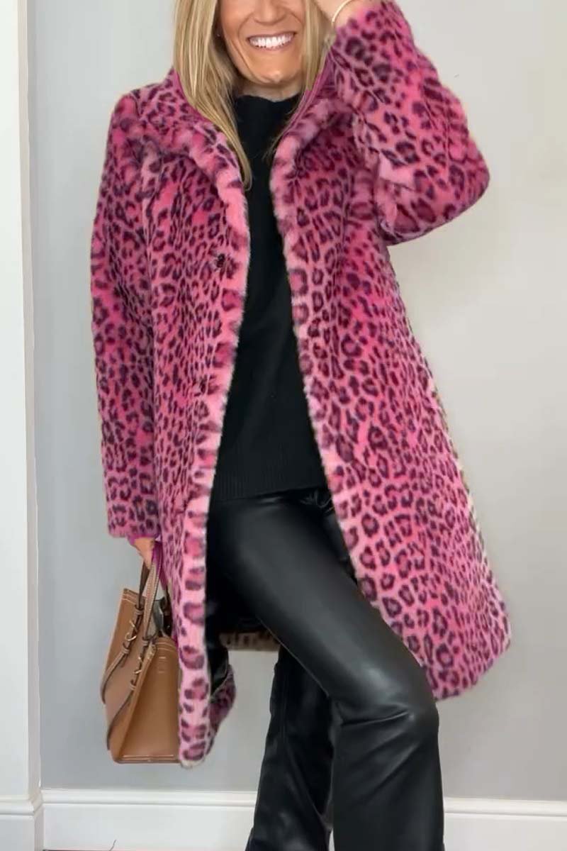 Karen | Damen Leopard Kunstpelz Mantel