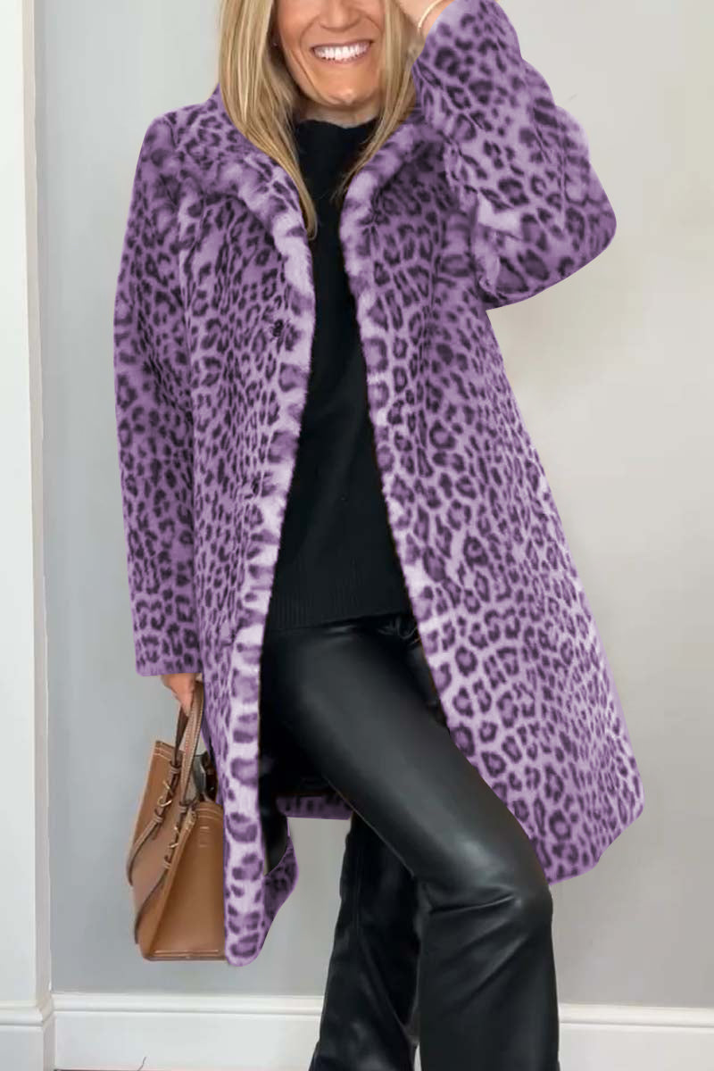 Karen | Damen Leopard Kunstpelz Mantel