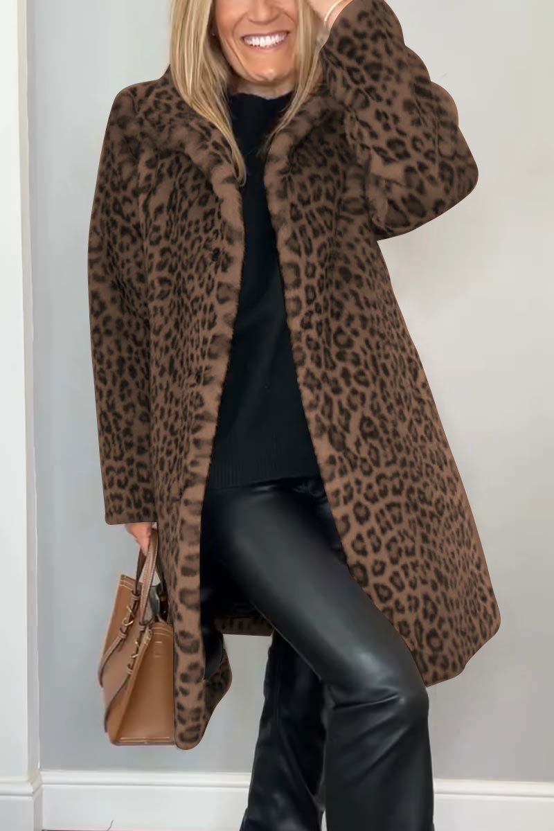 Karen | Damen Leopard Kunstpelz Mantel