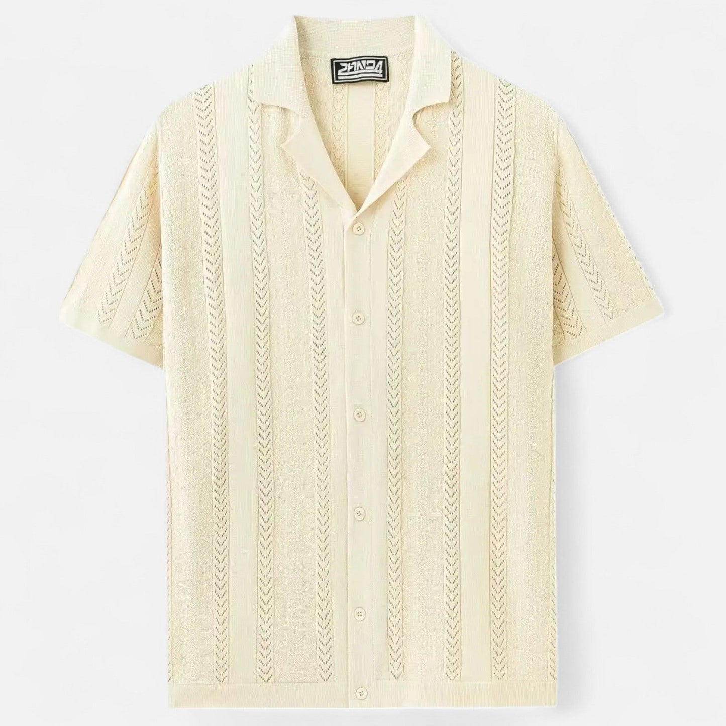 Herren Patchwork Strickhemd – Gestreifter Freizeitstil