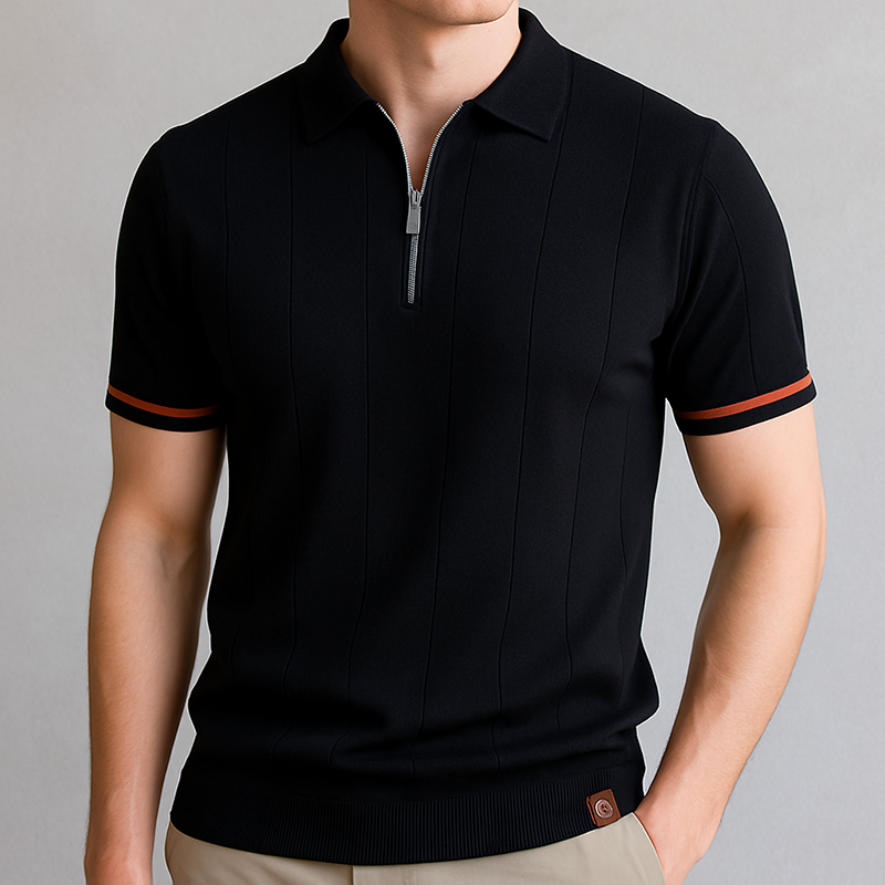 Monza Zip-Knit Polo-Shirt
