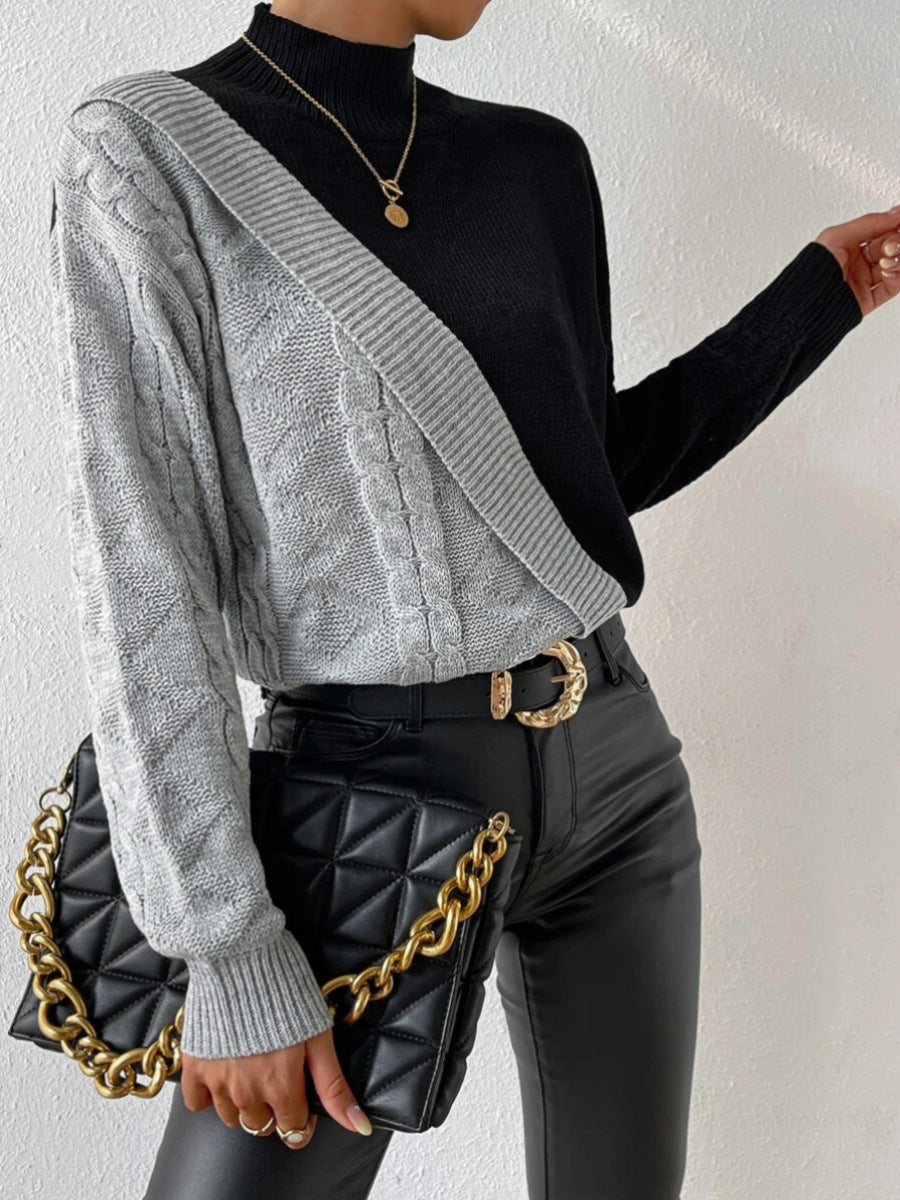 Damen Hoher Kragen Gedrehter Pullover