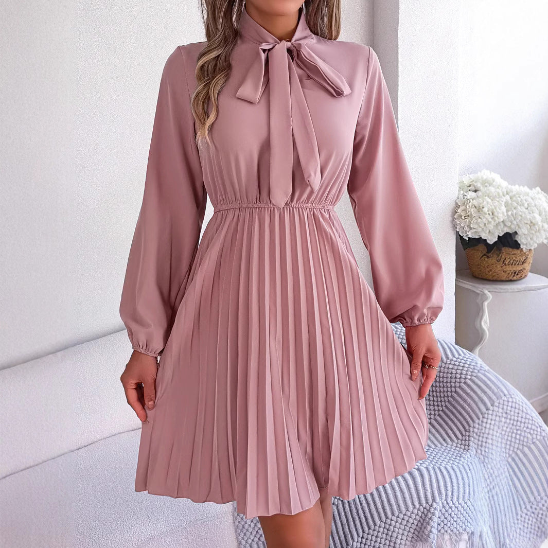 CLOTHILDE I LANGÄRMELIGES PLISSEEKLEID