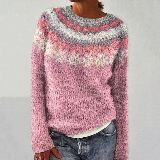 Warmer Pullover mit Auffälligen Geometrischen Mustern