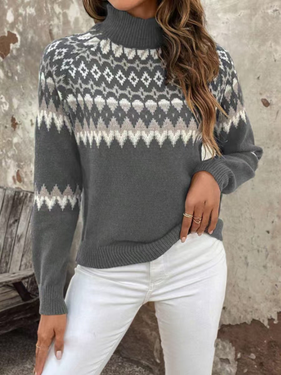 Rollkragenpullover mit Nordischem Muster