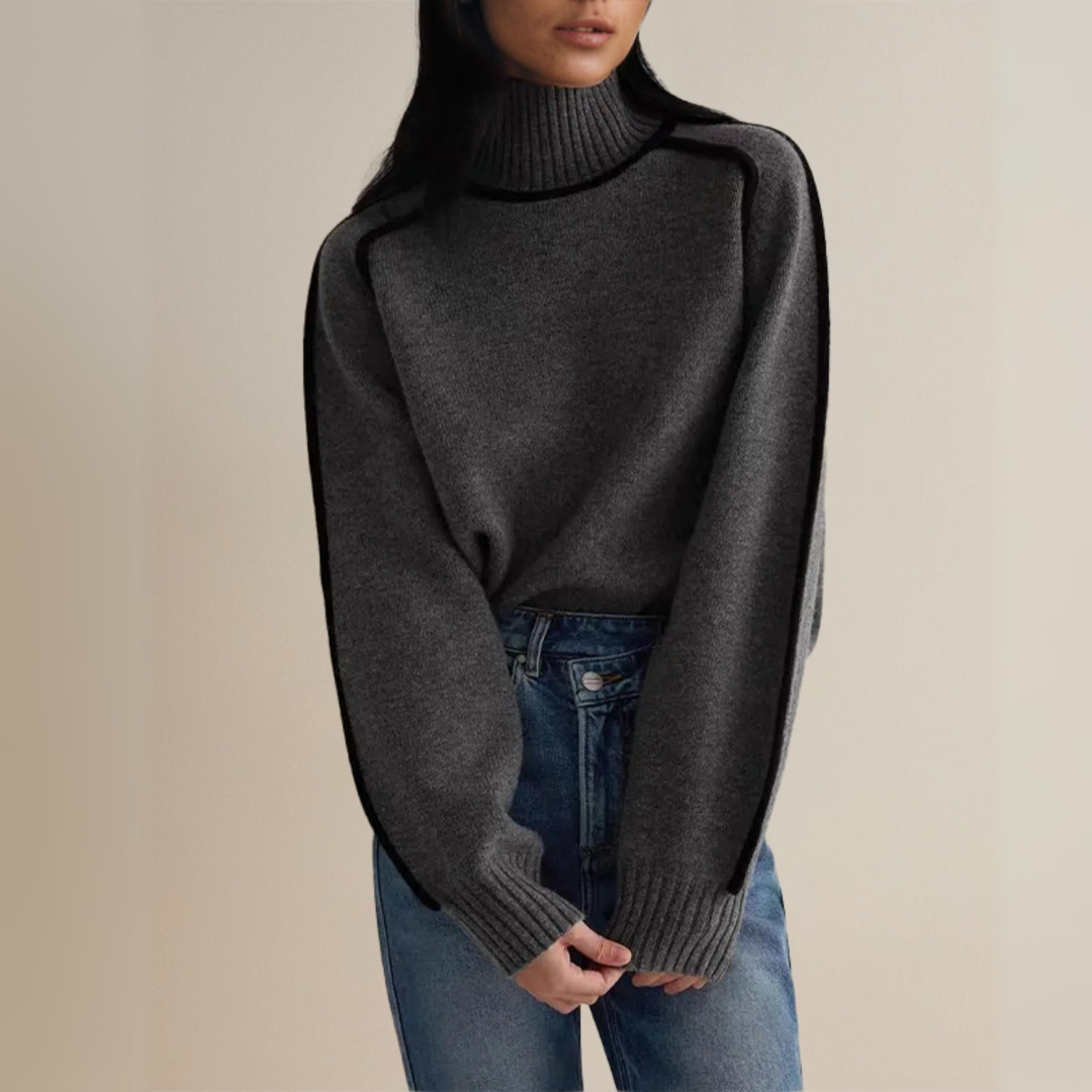 Damen Herbst-Rollkragenpullover Langarm mit lockerer Passform und hohem Kragen