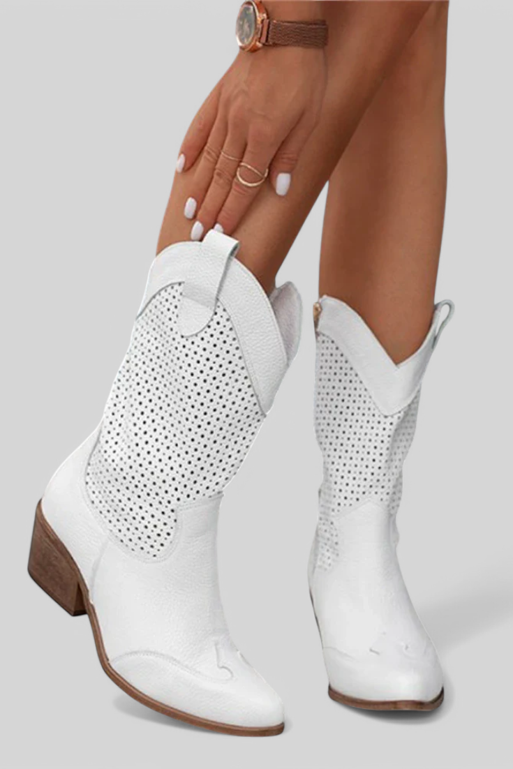 Anna - Moderne Cowboy-Stiefel mit seitlichem Reißverschluss