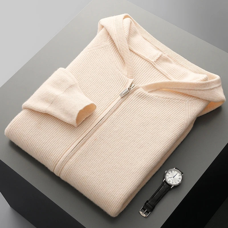 Renlow | 100% Woll-Kapuzenpullover mit Reißverschluss