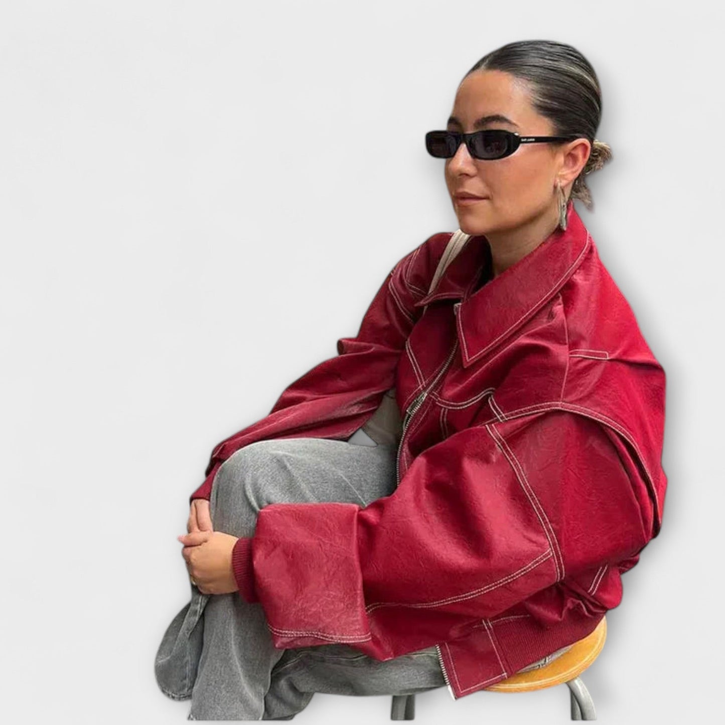 Faye - Oversized Lederjacke