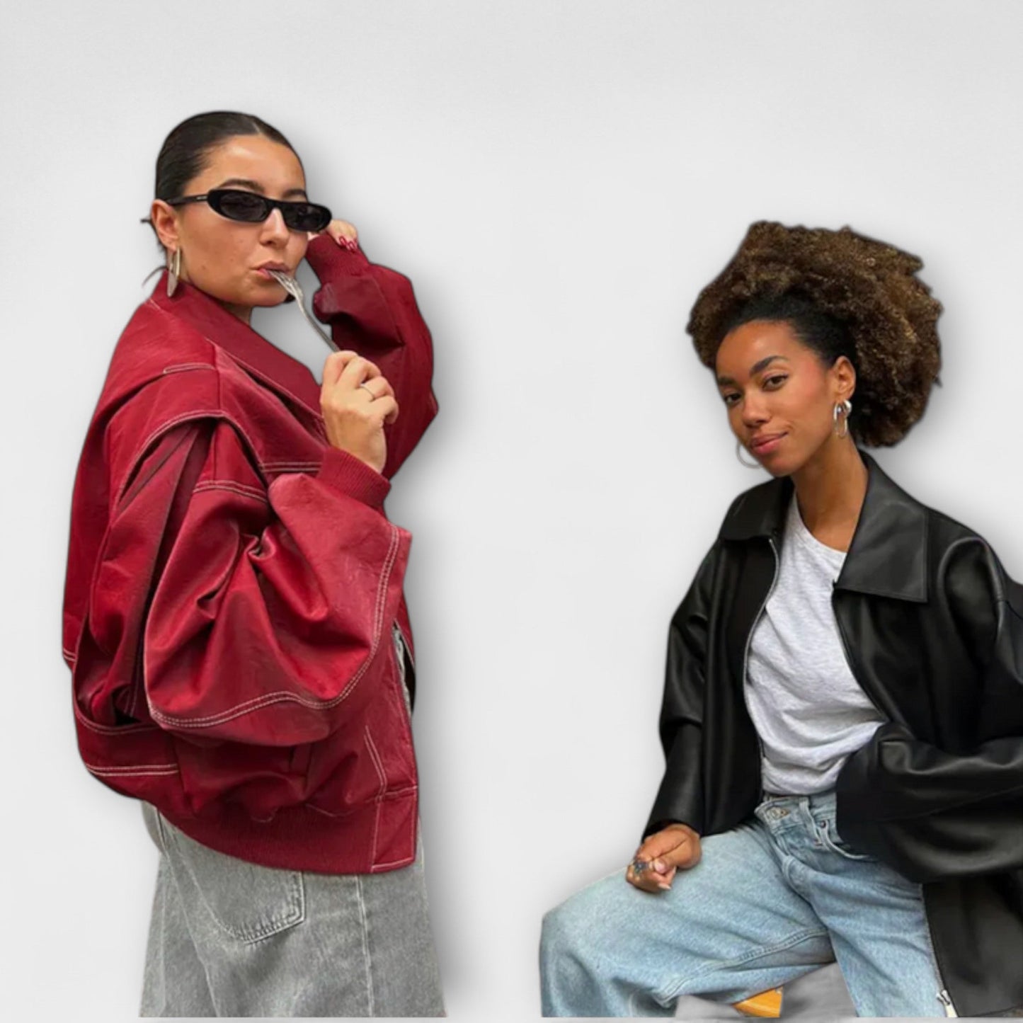 Faye - Oversized Lederjacke