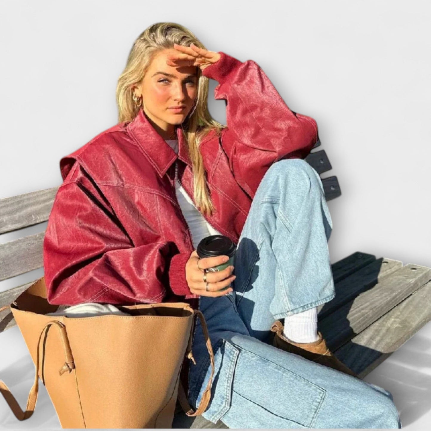 Faye - Oversized Lederjacke