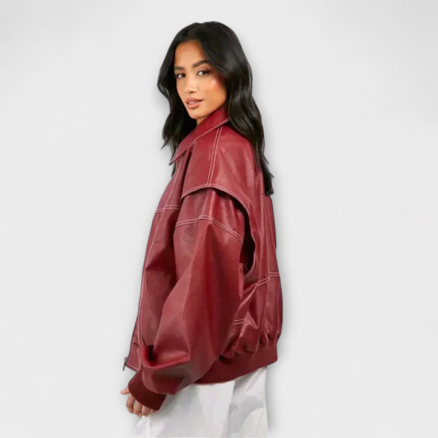 Faye - Oversized Lederjacke