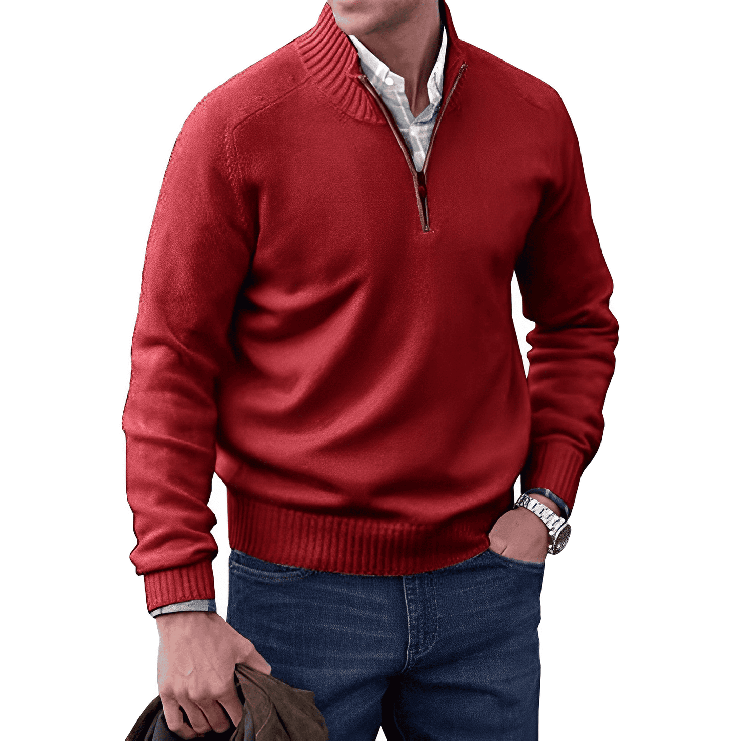 Kasper | Eleganter Cashmere-Pullover mit Reißverschluss