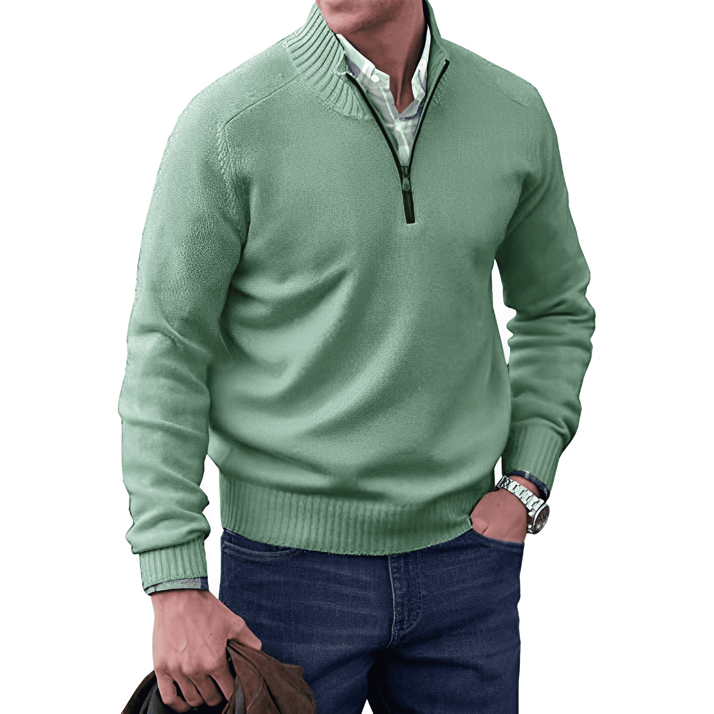 Kasper | Eleganter Cashmere-Pullover mit Reißverschluss