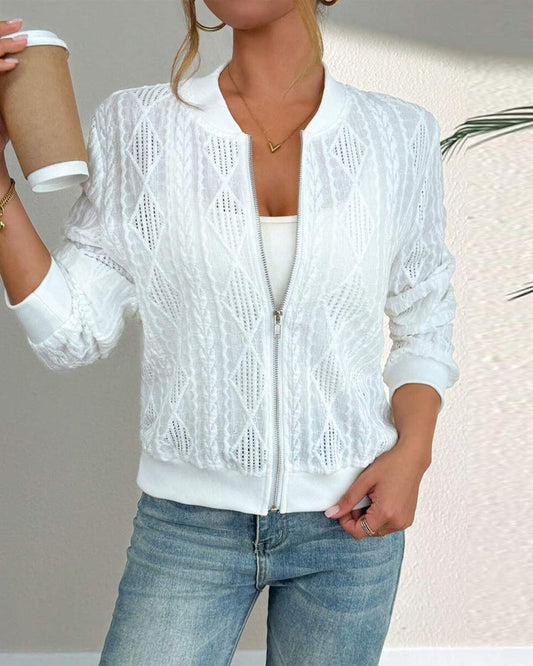 Mantel Modisch Hohles Design Reißverschluss Kurz