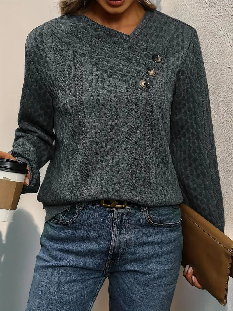 Lässiger Pullover mit langen Ärmeln und schrägem Schulterdesign