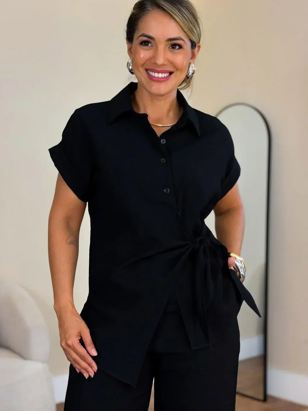 Lorie – Elegantes Zweiteiliges Set Mit Bindeband Vorne