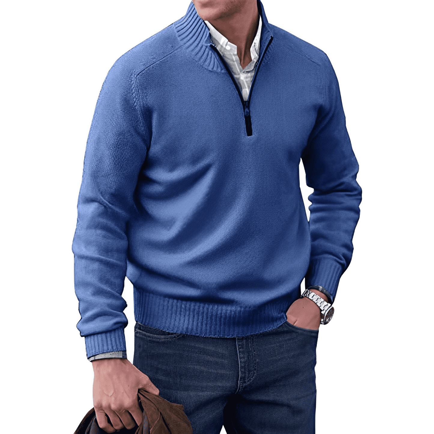 Kasper | Eleganter Cashmere-Pullover mit Reißverschluss