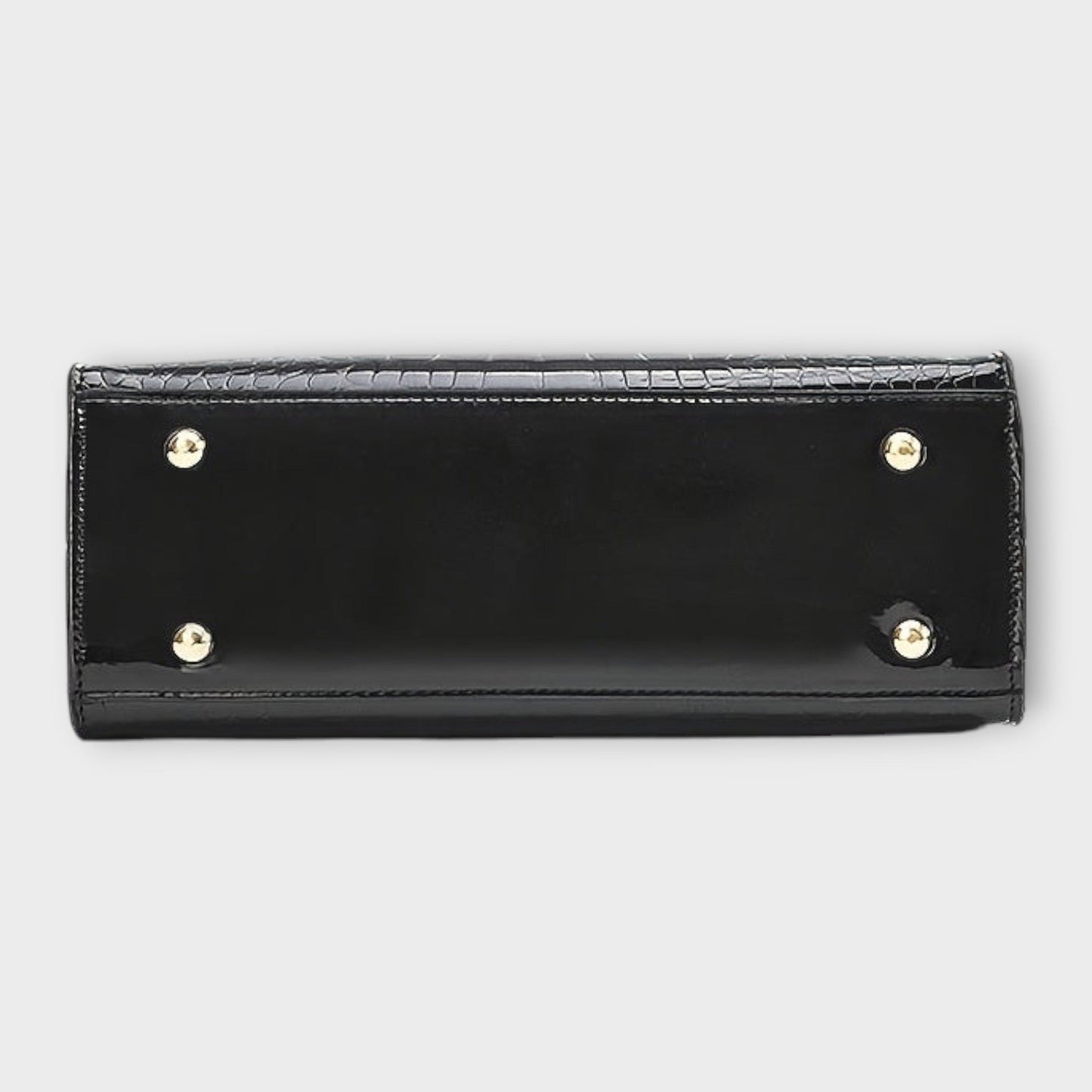 Handtasche mit glänzendem Krokodilleder-Muster