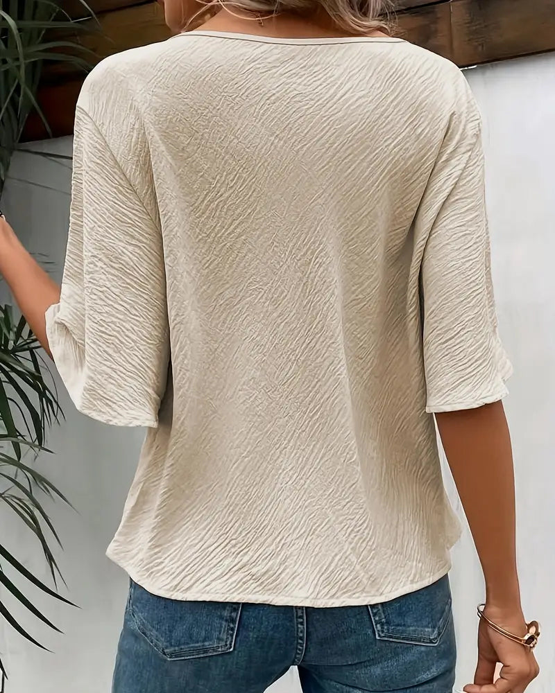 Bluse einfarbig lässig Glockenärmel