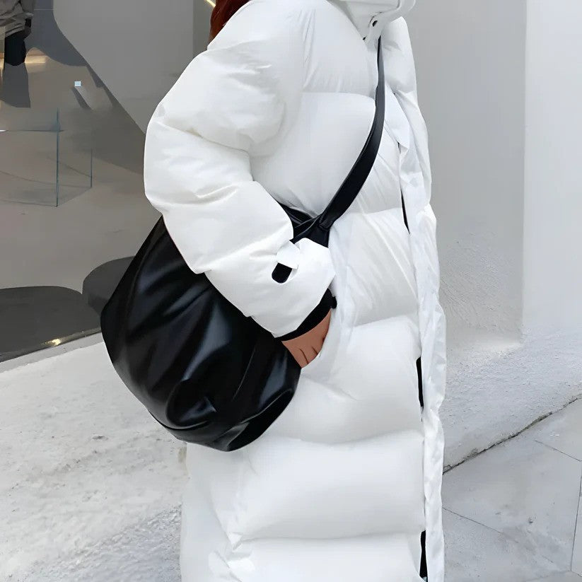 Lange Damen-Daunenjacke für den Winter mit optimaler Wärme und Bewegungsfreiheit | Ideal für Winter