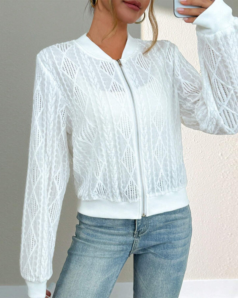 Mantel Modisch Hohles Design Reißverschluss Kurz