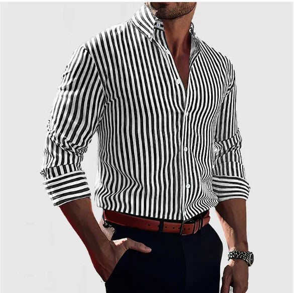 Mormon - Lässige Gestreifte Button-Up Hemd