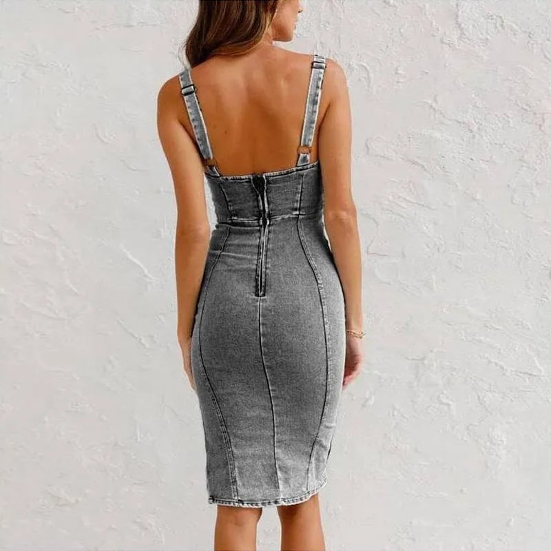 Damen Denim Mini Kleid