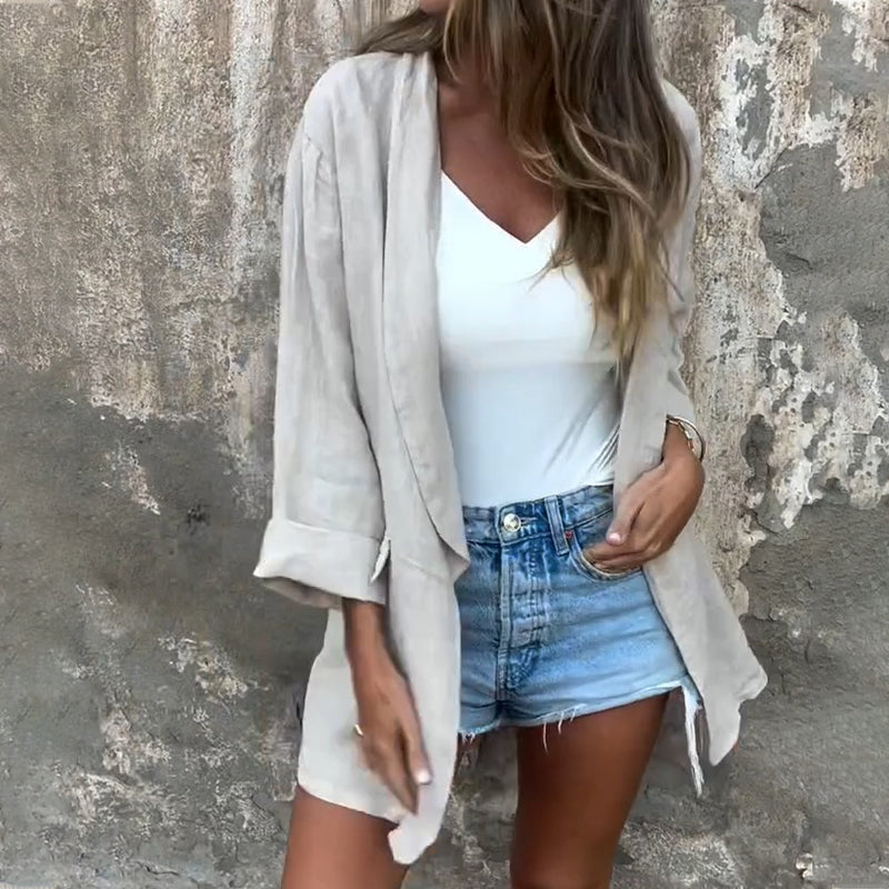 Donna - Blazer mit einzigartigem Design aus Baumwolle und Leinen für Frauen