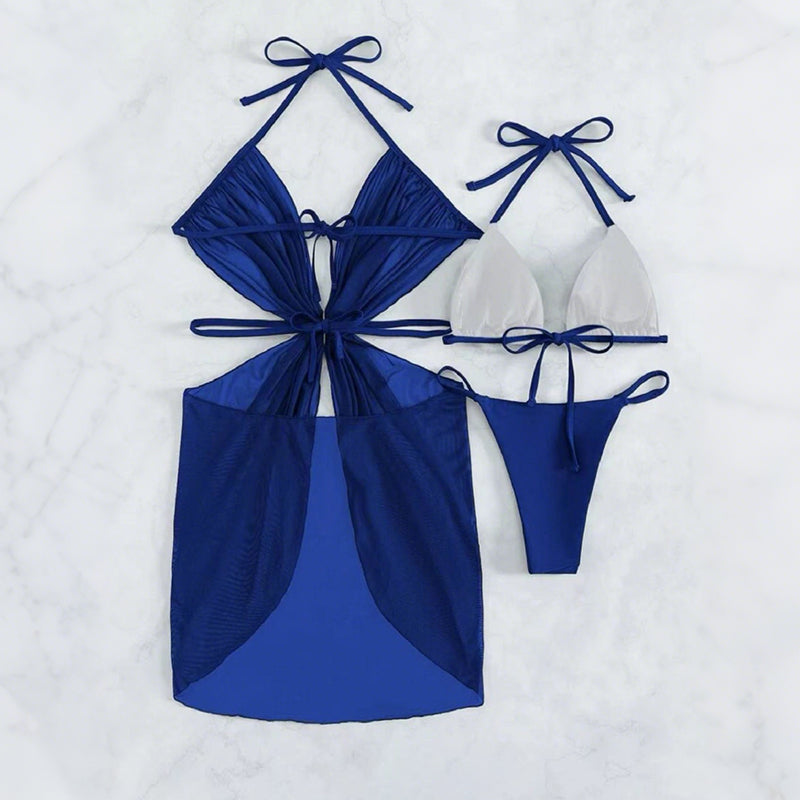 VALISA - Badeanzug-Set mit einfarbigem Bikini 3-teiliges Set