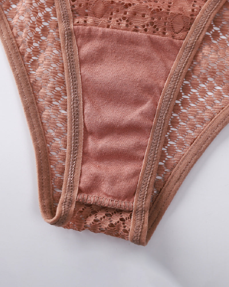 Damen Sexy Durchsichtige Höschen Spitze Aushöhlen Baumwolle Schritt Slip